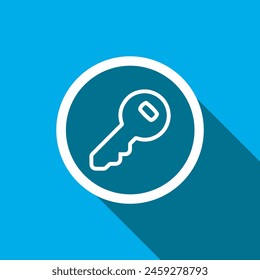 Key icon vector. Key icon sign symbol in trendy flat style. Key icon image, Key icon illustration isolated on blue background