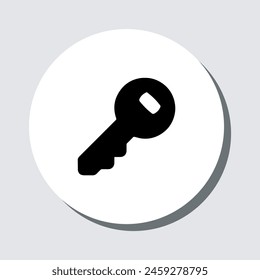 Key icon vector. Key sign symbol in trendy flat style. Key vector icon illustration in circle isolated on gray background