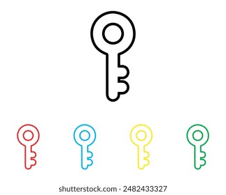 Key icon vector. Key icon sign symbol in trendy flat style. Set elements in colored icons. Key vector icon illustration isolated on white background