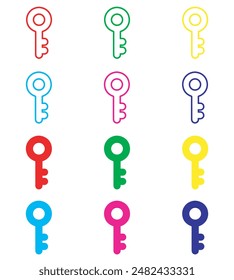Vector de icono de llave. Símbolo de signo de icono de llave en estilo plano de moda. Establecer Elementos en iconos de colores. Ilustración del icono del Vector de la llave aislado sobre fondo blanco