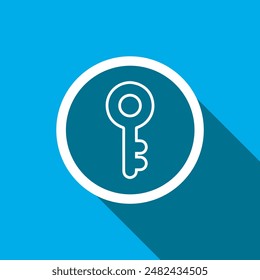 Key icon vector. Key icon sign symbol in trendy flat style. Key icon image, Key icon illustration isolated on blue background