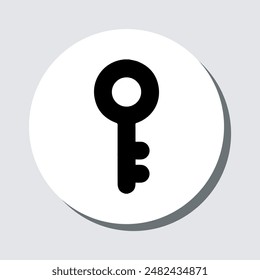 Key icon vector. Key sign symbol in trendy flat style. Key vector icon illustration in circle isolated on gray background