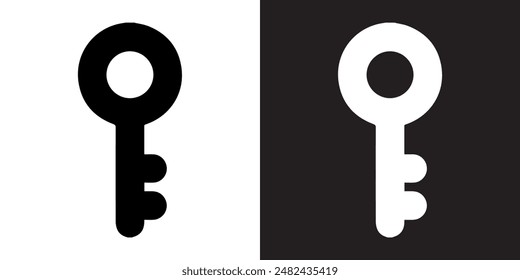 Key icon vector. Key sign symbol in trendy flat style. Key vector icon illustration isolated on white and black background