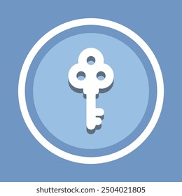 Key icon vector. Key icon sign symbol in trendy flat style. Key icon image, Key icon illustration isolated on blue background