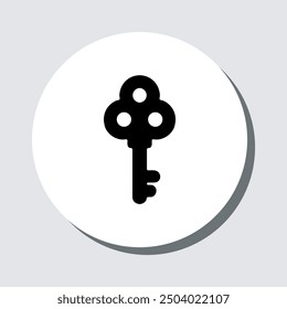 Vector de icono de clave. Símbolo de signo clave en estilo plano de moda. Ilustración clave del icono del Vector en círculo aislado sobre fondo gris