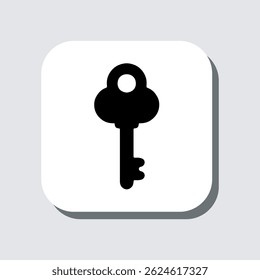 Key icon vector. Key sign symbol in trendy flat style. Key vector icon illustration in square isolated on gray background