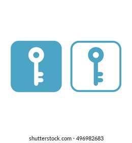 Key icon vector. White and blue