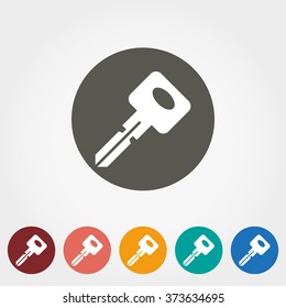 Key. Icon for web and mobile application. Vector illustration on a button. Flat design style.