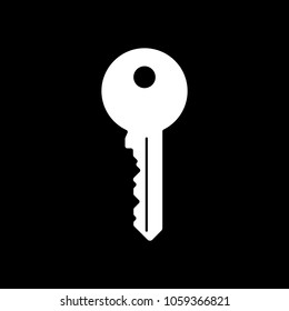 key icon. White icon on black background. Inversion