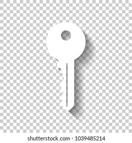 key icon. White icon with shadow on transparent background