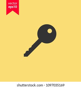Key icon. Yellow background. EPS 10 vector sign.