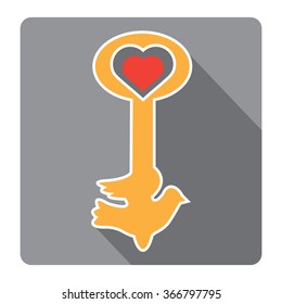 key icon.love icon.gold key.Isolated.Vector illustration.