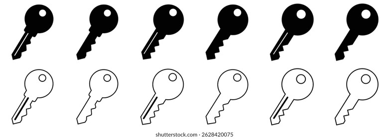 Key Icons Collection – Flat, Line, and Silhouette Styles for Security and Access Concepts