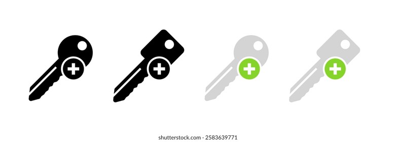 Key icons. Flat and silhouette style. Vector icons.