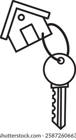 Key icons. House key with a trinket. Silhouettes of door keys. House key collection. Old key symbol on white background.