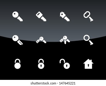 Key icons on black background. Vector illustration.