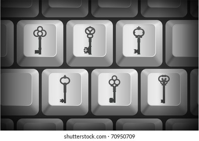 Key Icons on Computer Keyboard Buttons Original Illustration