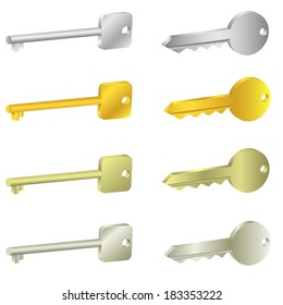 key icons on the white background. Vector illustration.