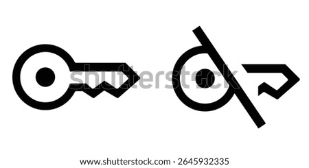 Key Icons with Open, Closed, and Disabled Variants – Minimal Vector Symbol Set
