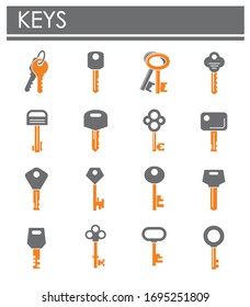 Key icons set on background for graphic and web design. Creative illustration concept symbol for web or mobile app.