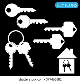 Key icons set on black background vector illustration 