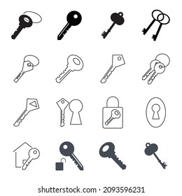 key icons set.key pack symbol vector elements for infographic web