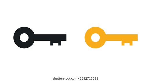 Key icons set vectors black and colored style