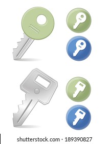 key icons vector isolated buttons for internet and website
