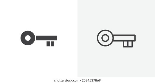 Key icons vectors illustrations in black fill and liner versions