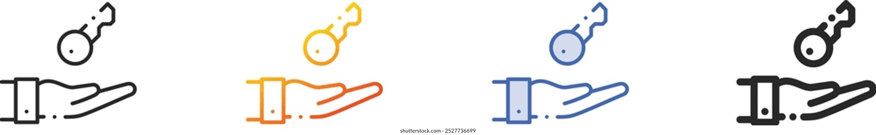 key icon.Thin Linear, Gradient, Blue Stroke and bold Style Design Isolated On White Background