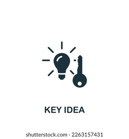 Key idea icon. Monochrome simple sign from idea collection. Key idea icon for logo, templates, web design and infographics.