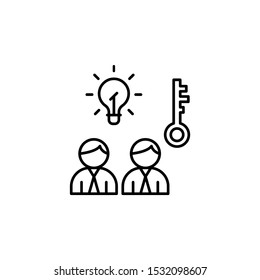 Key idea icon. Simple line, outline vector of team work idea icons for ui and ux, website or mobile application