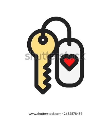 Key Illustration with Heart Tag Representing Love and Security