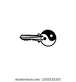 key illustration vector with yin yang concept symbol