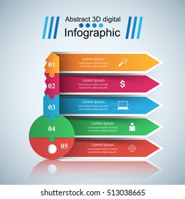 Infografía clave. Cinco elementos de color.