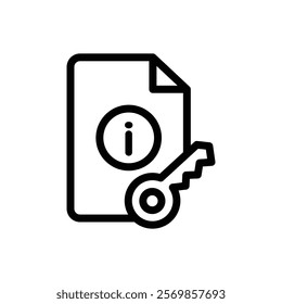 key information icon Black and white outline vector