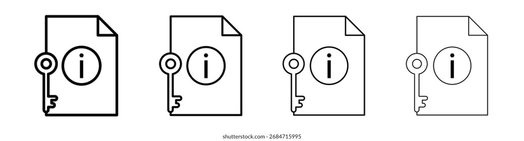 Schlüsselinformation Symbol Flache dünne Linie, Vektorgrafik, Skizze, Skizze