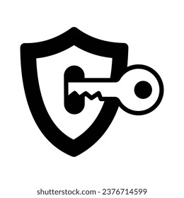 Key inside shield showing access security modern concept vector
