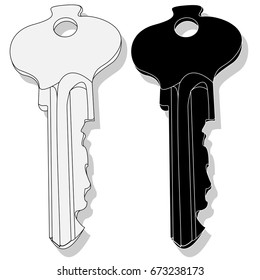 Key isolated monochrome illustration set