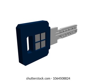 Key. Isolated on white background. 3d Vector illustration.