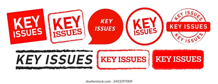 key issues rectangle circle stamp and speech bubble sign for important problem