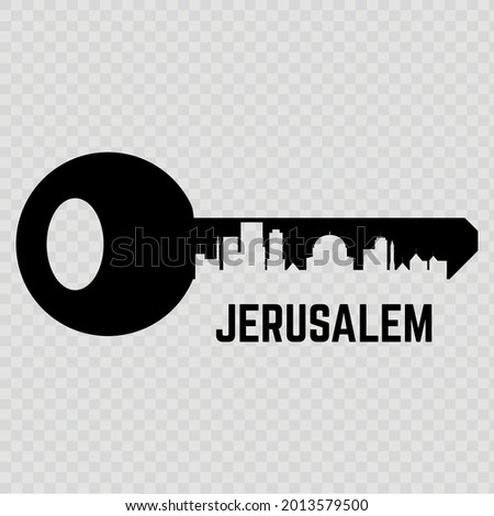 The key with Jerusalem, Israel isolated on transparent background. Vector illustration.