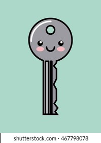 key kawaii icon vector illustration eps10 graphic