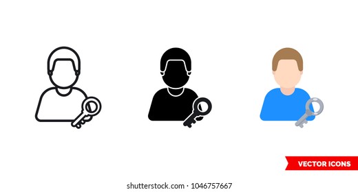 Key keeper icon of 3 types: color, black and white, outline. Isolated vector sign symbol.
