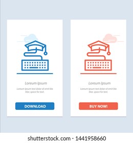 Key, Keyboard, Education, Graduation  Blue and Red Download and Buy Now web Widget Card Template