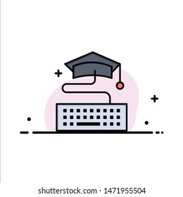 Key, Keyboard, Education, Graduation  Business Flat Line Filled Icon Vector Banner Template