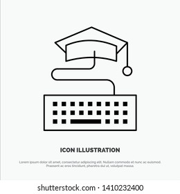 Key, Keyboard, Education, Graduation Vector Line Icon