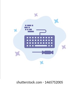Key, Keyboard, Hardware, Repair Blue Icon on Abstract Cloud Background. Vector Icon Template background