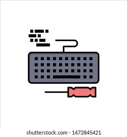 Key, Keyboard, Hardware, Repair  Flat Color Icon. Vector icon banner Template