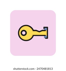 Key in keyhole line icon. Password, clue, opening door. Solution concept. Vector illustration can be used for topics like real estate, property, entrance